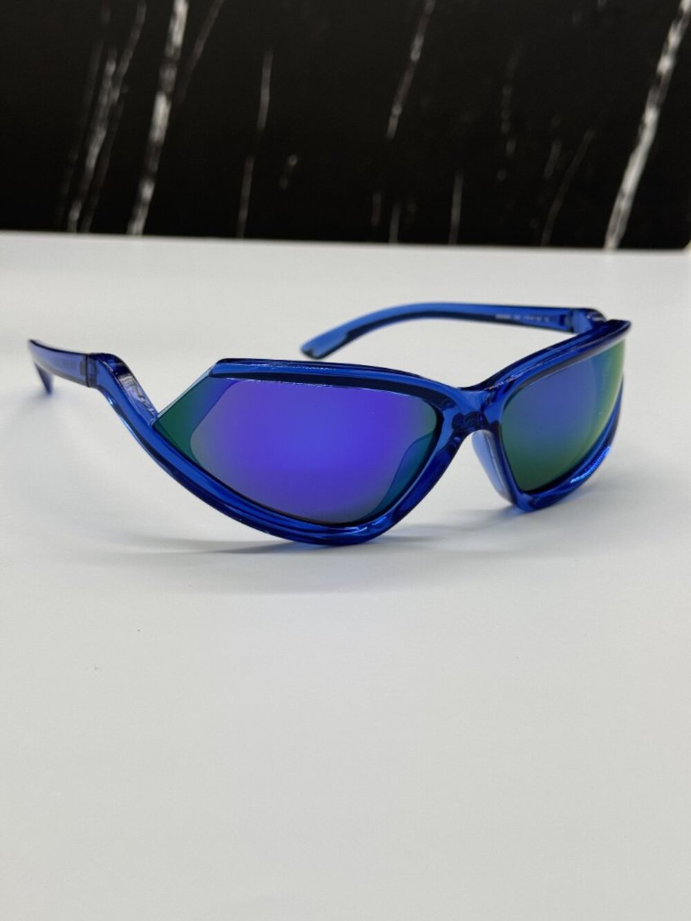NEW BALENCIAGA BB0289S 004 BLUE GEOMETRIC SUNGLASSES BALENCIAGA EYEWEAR - Picture 5 of 11
